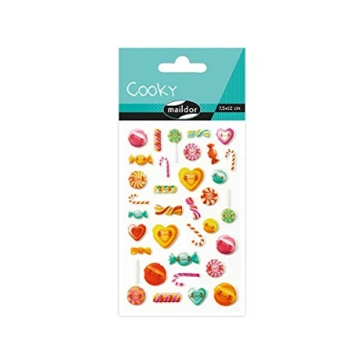 Obrázek Maildor 560429C Set mit 8 Bögen Stickers Cooky 3D (7,5 x 12 cm, ideal für Bastelprojekte und Dekoration) bunt