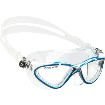 Obrázek Cressi Planet Goggles prémiové plavecké brýle pro plavání, bazén, triatlon a všechny druhy vodních sportů, jednotná velikost, dospělí unisex, průhledné/modré, bílé