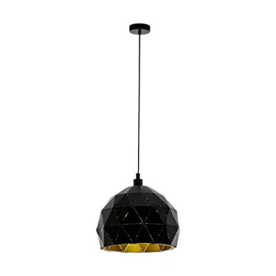 Obrázek EGLO závěsná lampa Roccaforte, 1 plamenné závěsné svítidlo, z oceli, barva: černá, zlatá, objímka: E27, Ø: 30 cm
