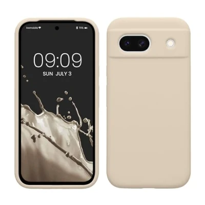 Obrázek kwmobile pouzdro kompatibilní s Google Pixel 8a silikonové na mobil měkký povrch bezdrátové nabíjení krémové