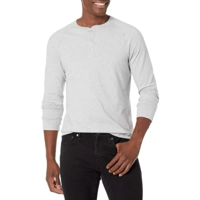 Obrázek Amazon Essentials Pánské tričko Henley S dlouhým rukávem, úzký střih, světle šedá melírovaná,