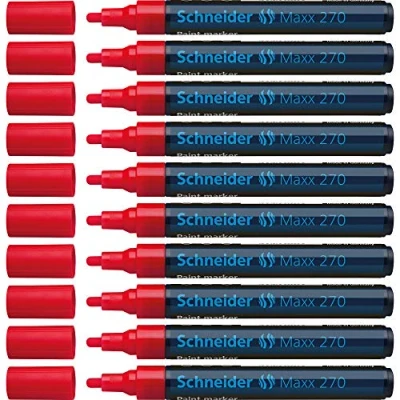 Obrázek Schneider Popisovač laku Maxx 270 (kulatá špička, vyměnitelná, 1 3 mm) balení po 10 kusech červená