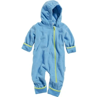 Obrázek Playshoes Kojenecký flísový overal, prodyšný unisex overal pro chlapce a dívky s dlouhým zipem kapucí, barevně odlišený, Aquablau