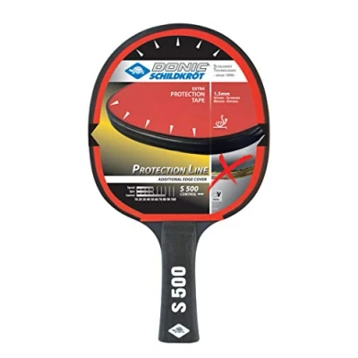 Obrázek Donic Schildkröt pálka na stolní tenis Protection Line S500, s ochranou proti trhání obložení, 1,5 mm houba, Elite ITTF obložení 713055