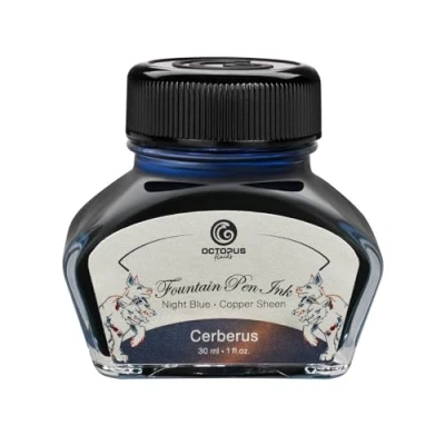 Obrázek Octopus Fluids Cerberus Sheen Ink, plnicí inkoust v inkoustové sklenici, barevný inkoust, modrý, 30 ml