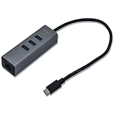 Obrázek i tec USB C kovový 3portový gigabitový ethernetový adaptér: 1x na RJ 45, 10/100/1000 Mbps, LED kontrolka, pro notebook, tablet, PC, kompatibilní s Thunderbolt 3