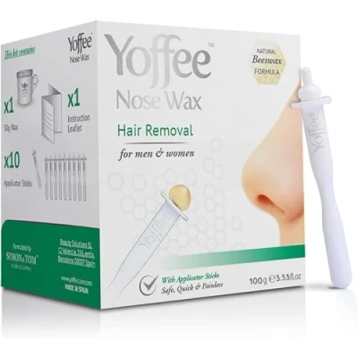 Obrázek Originální Sada Yoffee nose Wax na odstraňování chloupků v Muži a ženy Organický včelí vosk s 10 recyklovatelnými aplikátory Paraben free 60g Made in Spain
