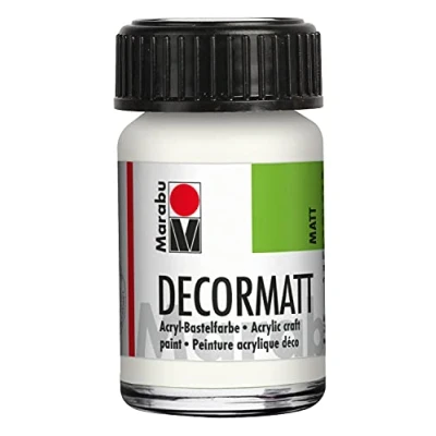 Obrázek Marabu 14010039070 dekorativní matný akryl bílý 070, 15 ml, sametově matná akrylová barva na vodní bázi, krémová a intenzivní barva, odolná vůči slinám, proti povětrnostním vlivům, pro volné