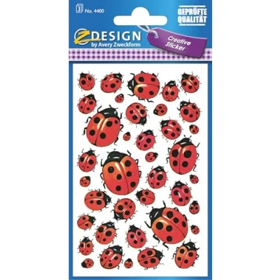 Obrázek AVERY Zweckform 4400 papírových nálepek berušky 114 (dekorační nálepky, nálepky se zvířaty, samolepicí, dáreček, scrapbooking, album poezie, dárek, fotoalbum, deník, bullet journal, dekorace)