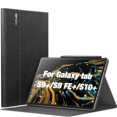 Obrázek INFILAND pouzdro pro Samsung Galaxy Tab S10+ Plus / S9 FE+ S9+ (12,4 palců 2024/2023), Multiúhlový stojan tenké ochranné s držákem na tužky, auto spánek/vosk, černý