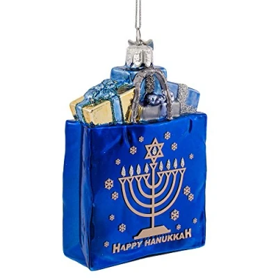 Obrázek Kurt Adler 10,2 cm Noble Gems Happy Hanukkah Glas Geschenk Tüte Ornament