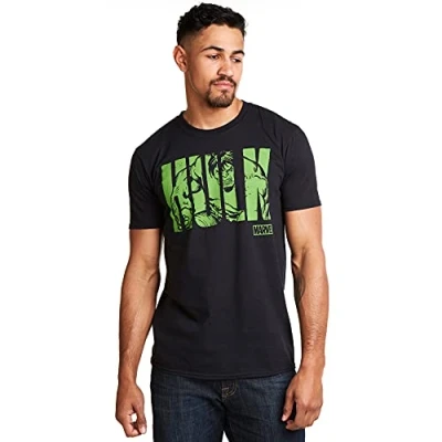 Obrázek Marvel Herren Hulk Text T Shirt, Schwarz (Black Blk), XX Large