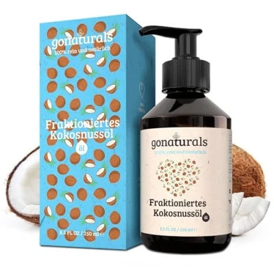 Obrázek GoNaturals Frakční kokosový olej 250 ml 100% čistý přírodní Coconut Oil for hair, olej, tekutý vlasy, kůže a nehty rychle se vstřebává