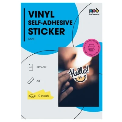 Obrázek PPD 10 x A3 Inkjet PREMIUM vinylová lepicí fólie potištěná, bílá, matná, samolepicí 381