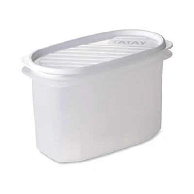 Obrázek Tatay Frischhaltedose , Vakuum, 1,2 l Kapazität, flexible Druckdeckel, BPA frei, Geeignet Mikrowelle und Geschirrspüler, Weiß. Maße: 18,4 x 9,7 12,2 cm