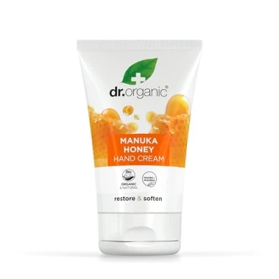 Obrázek Dr Organic Medový krém na ruce Manuka, hydratační, suchá pokožka, pro muže, ženy, přírodní, vegetariánský, bez pokusů zvířatech, parabenů a SLS, bio, 125 ml