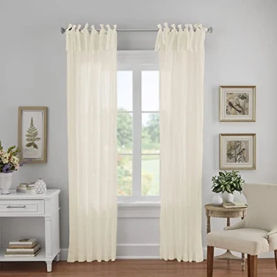 Obrázek Elrene Home Fashions Okenní záclona, lisovaná, poloprůhledná, nastavitelná, 132,1 x 213,4 cm, barva slonové kosti