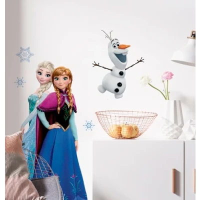 Obrázek Ledové tetování na zeď s Annou a Elsou velikost 50 x 70 cm, Disney nálepka do dětského pokoje, ledová královna, nálepka, dekorace, dívky