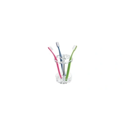 Obrázek iDesign porte brosse à dents, grand gobelet transparent en plastique, rangement salle de bain pour jusqu&#039;à 3 brosses dents classiques ou électriques, transparentní, průhledná