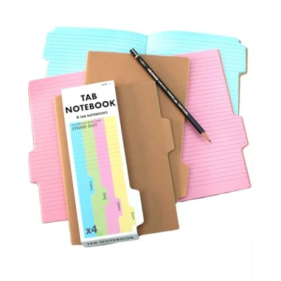 Obrázek Suck UK Registrační zápisníky A5 Tab Notebook &amp; deník kancelářské příslušenství a školní růžový, modrý, zelený žlutý poznámkový blok nová funkce organizačního tyčka sada