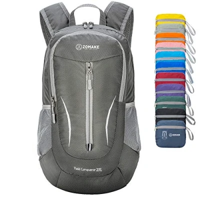 Obrázek ZOMAKE Ultralehký skládací batoh sbalitelný 25 l, malý turistický vodotěsný pro dámy pány outdoor turistiku