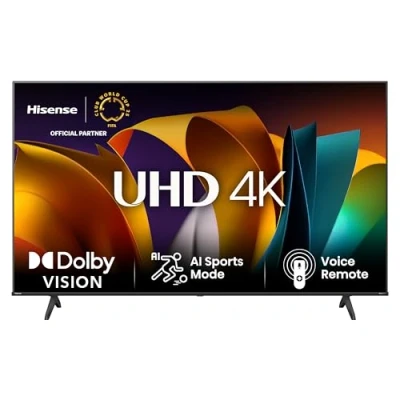 Obrázek Hisense Televizor 43E6NT 108 cm (43 palců), 4K UHD Smart TV, Precision Colour, HDR, Dolby Vision, 60 Hz, trojitý tuner DVB C/S/S2/T/T2, WiFi, HDMI 2.1, Bluetooth, Alexa Built in, černý, [2024]