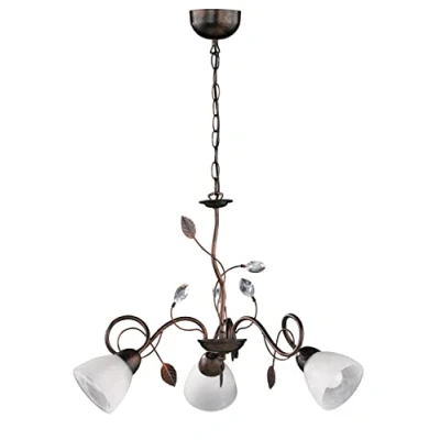 Obrázek Trio Leuchten Lustr 110700328 Traditio, kov antické barvy, sklo v bílé, bez 3 x E14, 70 150 cm