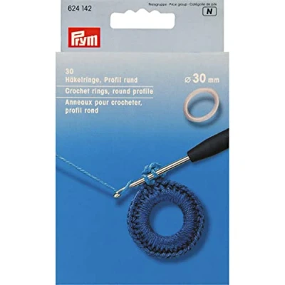 Obrázek Prym 624142 kulaté háčkovací kroužky KST 30 mm bílé háčkované kroužky, plast, jedna velikost