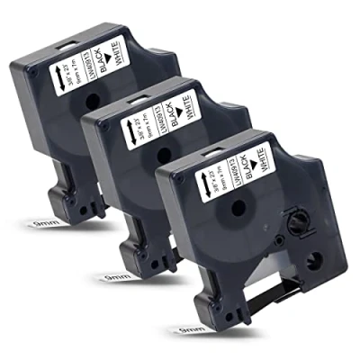 Obrázek Labelwell 3x kompatibilní náhradní lepicí páska pro 40913 S0720680 9mm černá na bílé Labelwriter 450 Duo LabelManager 160 PNP 210D 360D 280 420P 500TS Labelpoint 250 150 100