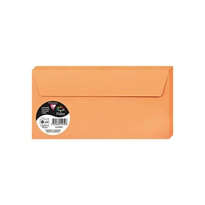 Obrázek Clairefontaine 5495C balení s 20 obálkami pylu, formát DL, 110 x 220 mm, 120 g, ideální pro korespondenci a pozvánky, Clementine, 1