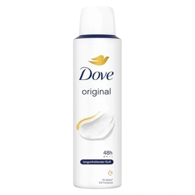 Obrázek Dove Anti Transpirant Deosprej Original 0% Alkohol Deodorant chrání 48 h před tělesným pachem a mokrem v podpaží 150 ml 1 kus