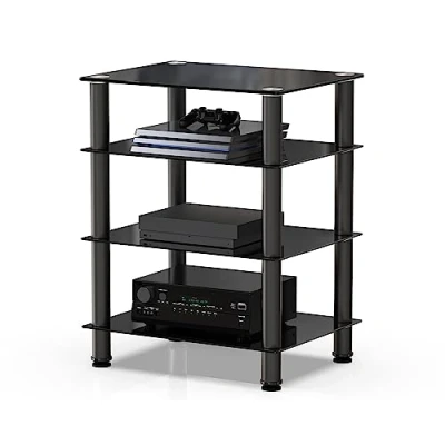 Obrázek FITUEYES TV Rack HiFi regál Audio skříň sklo a hliník 600 x 455 762 mm AS406001GB