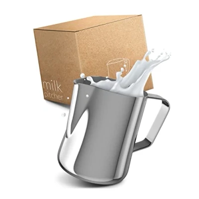 Obrázek Lambda Coffee Barista konvička na mléko ušlechtilá ocel 350 ml I Příslušenství mléčnou pěnu pro napěnění mléka