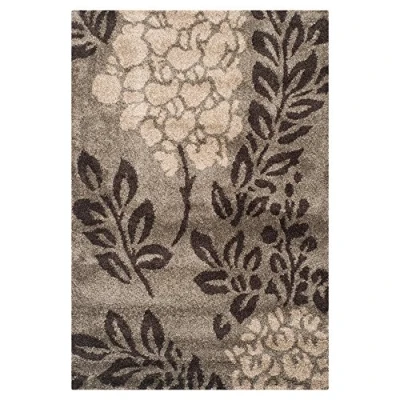Obrázek SAFAVIEH Zottelig Teppich für Wohnzimmer, Esszimmer, Schlafzimmer Florida Shag Collection, Hoher Flor, Rauch und Dunkelbraun, 99 X 160 cm