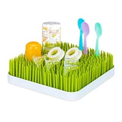 Obrázek little Choice Odkapávací stojan dětské lahve, záchytná miska, trávník, vysoušeč láhví, plast, 23 x cm, zelená/bílá