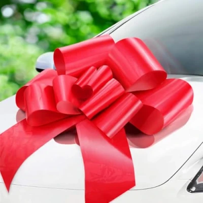 Obrázek Jonami stuha na auto velká dárková obrovská XXL 76 cm auto, červená mašle 18. narozeniny ø