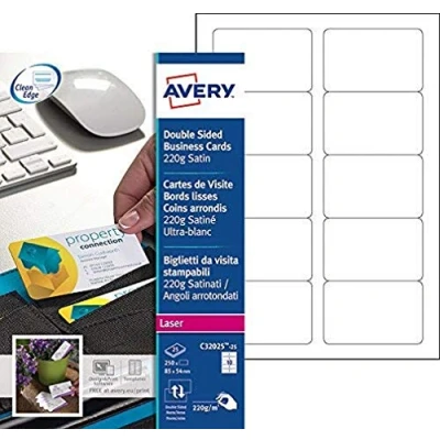 Obrázek Avery Quick&amp;Clean vizitky oboustranně potištěné pro laserové tiskárny se zaoblenými rohy