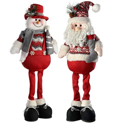 Obrázek WeRChristmas stehend Santa Schneemann Weihnachtsschmuck, 51 cm rot/grau, Set von 2