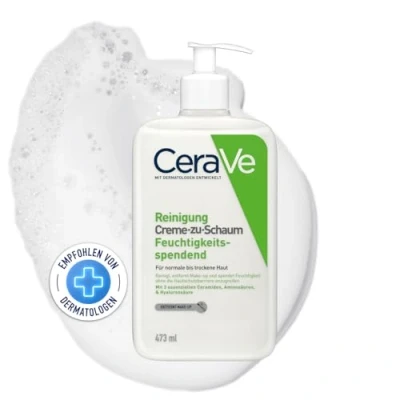 Obrázek CeraVe Čištění krémem na pěnu, hydratační čisticí krém, pro normální až suchou pokožku, odstraňuje nečistoty a make up, s hyaluronem ceramidy, 473 ml