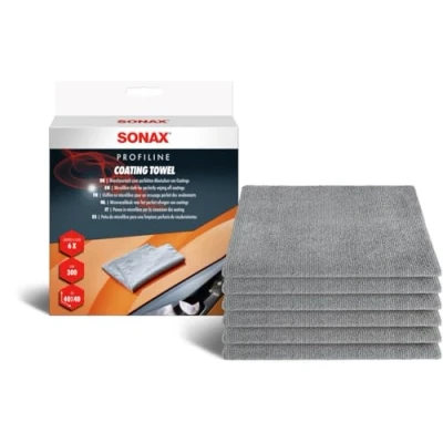 Obrázek SONAX Coating Towel (6 kusů) měkká utěrka z mikrovlákna pro jemné odstranění zbytků leštidla nebo povrchových č. 04511000 bílá