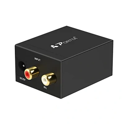 Obrázek Portta analogový k digitálnímu audio konvertoru digitální převodník RCA R/L na Toslink/SPDIF koaxiální Cinch výstup pro DVD přehrávač reproduktory