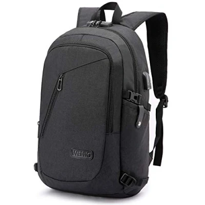 Obrázek WENIG Laptop Rucksack Herren Anti Diebstahl Laptoptasche 15.6 Zoll für Arbeit mit USB Ladeanschluss Business Reisen Männer Notebook wasserdichte Schulrucksack Jungen Teenager Schwarz
