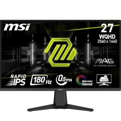 Obrázek MSI MAG 275QF 68. 6 cm WQHD Gaming Monitor 2560 x 1440 Rapid IPS Panel, 180Hz / 0,5 ms (GtG, Min.), 101% sRGB barevný prostor, bezrámový design, HDR Ready DisplayPort 1.4, HDMI 2. 0b (WQHD@144Hz)