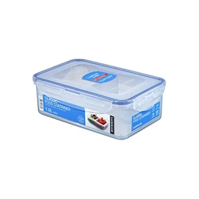 Obrázek LocknLock PP Classic dóza na zásoby s rozdělením, 1 l, 205 x 134 69 mm, 100% vzduchotěsná a vodotěsná, chytrý uzavírací systém, svačinový box přihrádkami chladničku &amp; mrazák