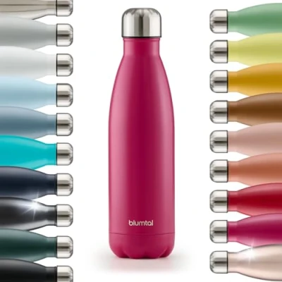 Obrázek Blumtal® láhev na pití z ušlechtilé oceli Charles termoska 500 ml bez BPA, studená a teplá nepropustná pití, kovová termoska, láhev, Berry růžová