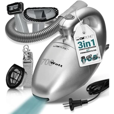 Obrázek Clatronic® Ruční Vysavač se 700 W a nízkou hmotností pro vysávání čalounění, aut, počítačů atd. Vacuum Cleaner s 6m kabelem permanentní prachový filtr vč. příslušenství HS 2631