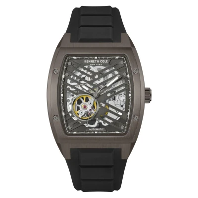 Obrázek Kenneth Cole, automatické hodinky s koeným emínkem, model "Curve", barva: tmav modrá (gunmetal). Materiál emínku: silikon