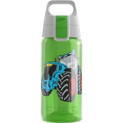 Obrázek SIGG Dětská láhev na pití Viva One Tractor vhodná pro sycené nápoje zabezpečená proti vytečení do myčky nádobí bez BPA sport a škola zelená s traktorem 0,5 l