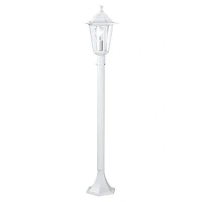 Obrázek EGLO venkovní stojací lampa Laterna 5, 1 svítidlo, z litého hliníku a skla, barva: bílá, objímka: E27, IP44