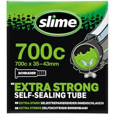 Obrázek Slime 30057 duše na kolo s těsnicím prostředkem pro vpichy, samovolně utěsňující, prevence a opravy, ventil Schrader, 35/43622 mm (700 x 35/43c), černá
